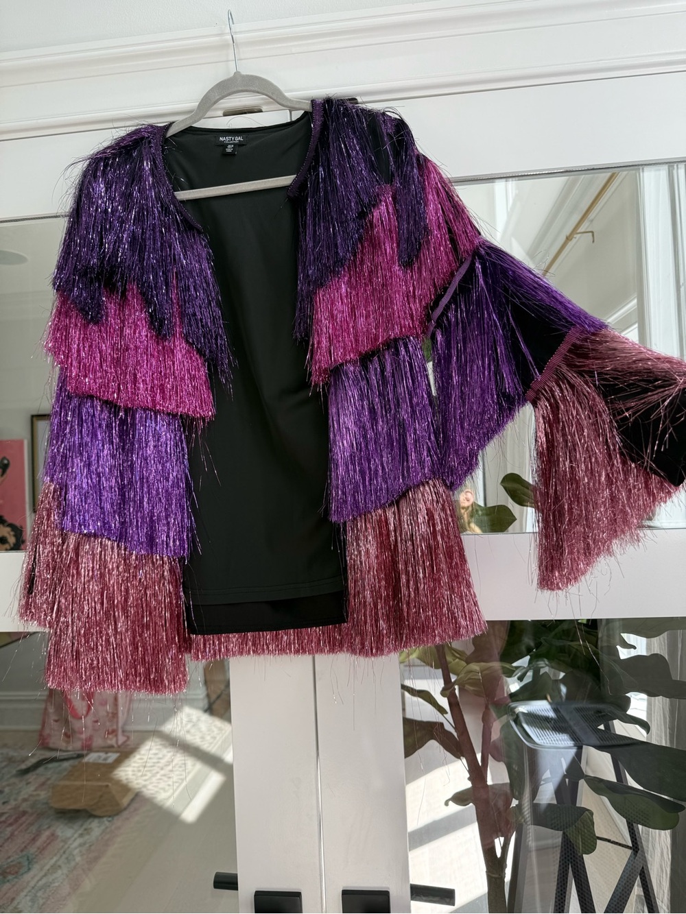 Nasty Gal - Metallic Fringe Layered Jacket in Purple and Pink - Picture 4 of 4